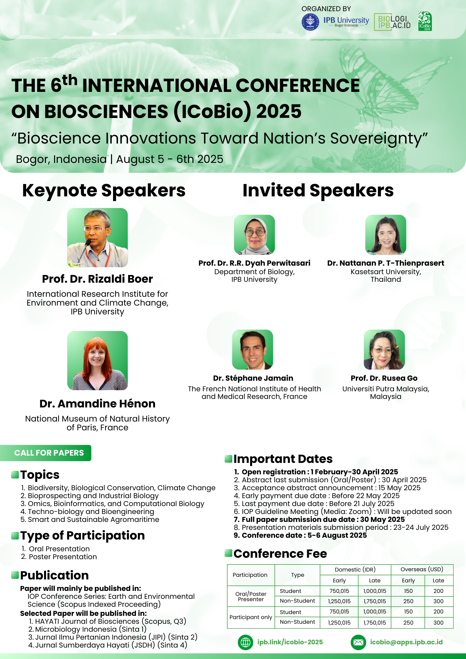 The 6th International Conference on Biosciences (ICoBio) 2025​